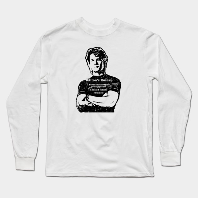 Roadhouse Dalton's Rules (black print) Long Sleeve T-Shirt by SaltyCult